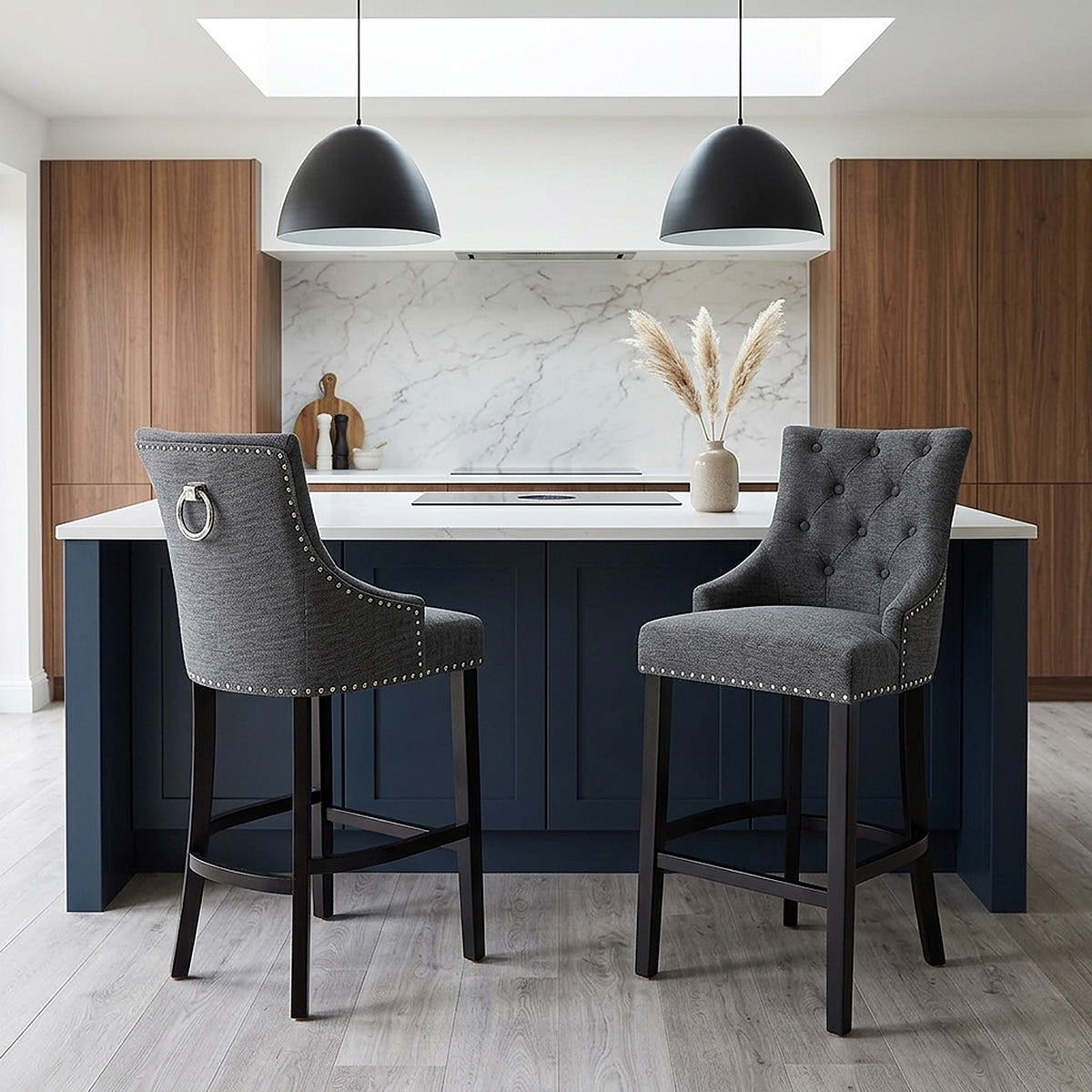 Ascot Bar Stool Charcoal Fabric