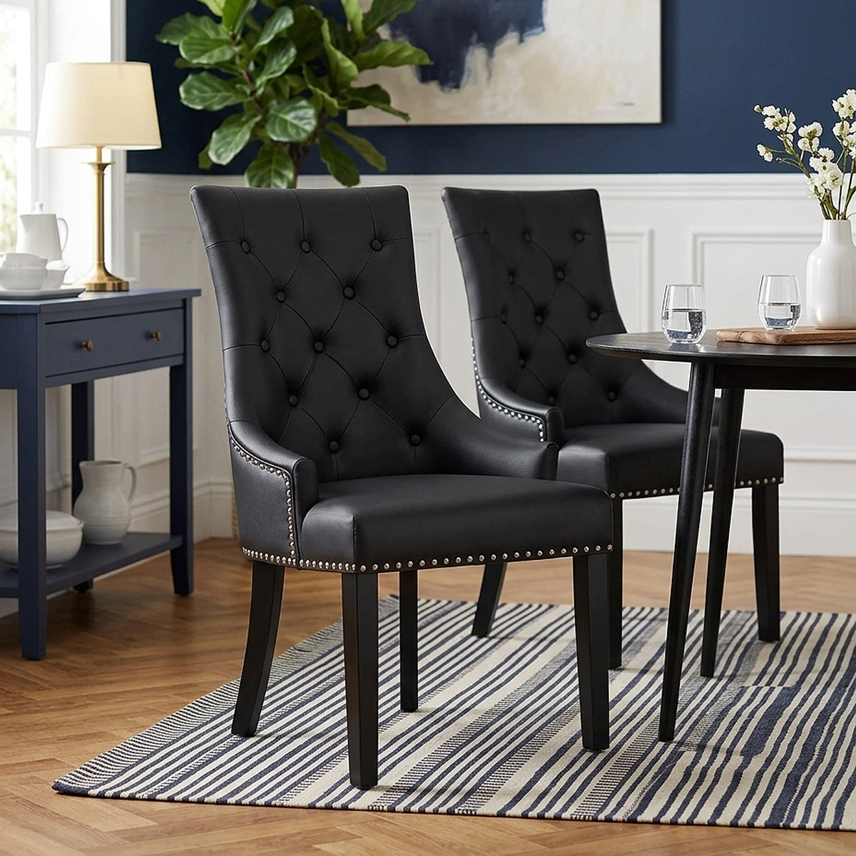 Ascot Dining Chair Black Leather