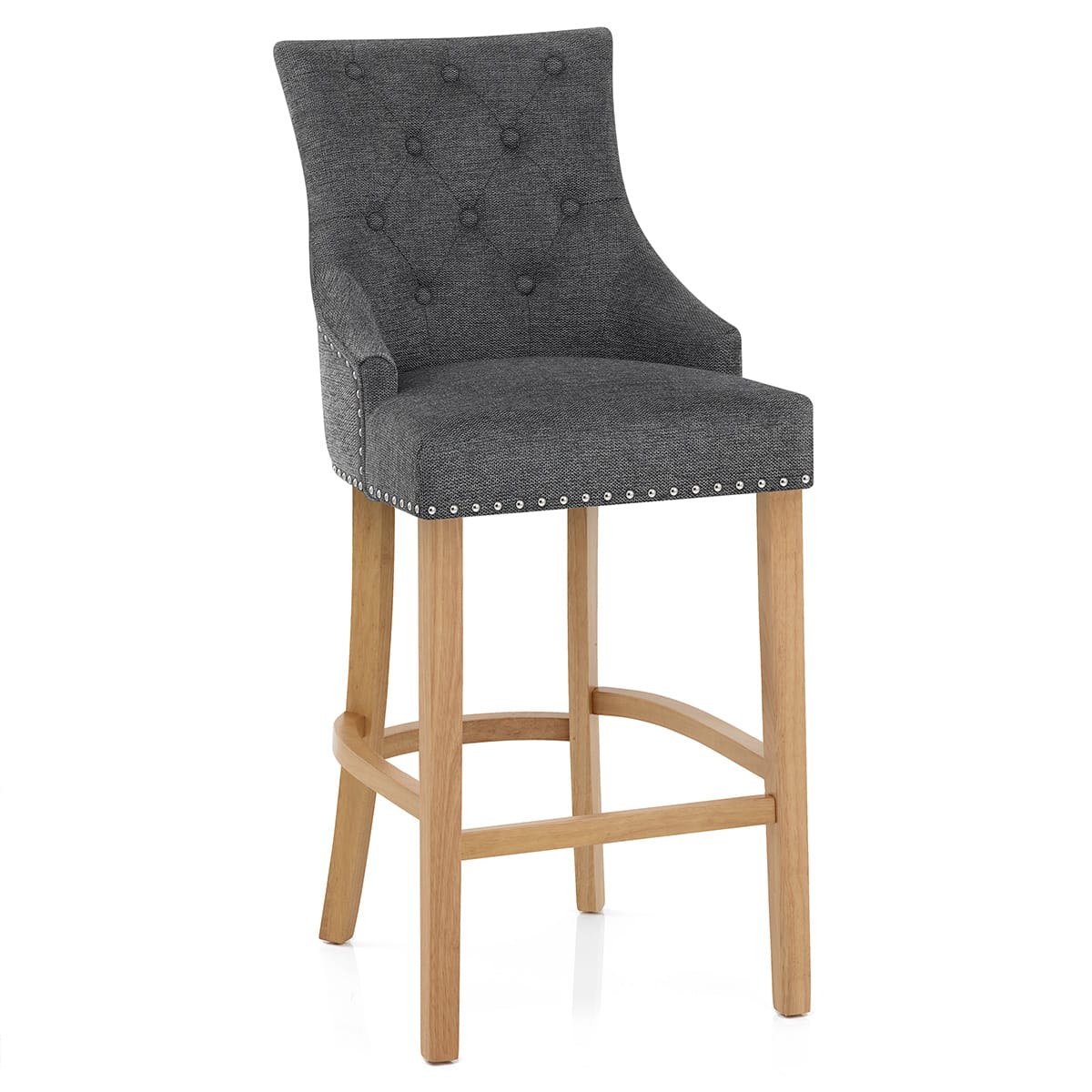 Ascot Oak Stool Charcoal Fabric