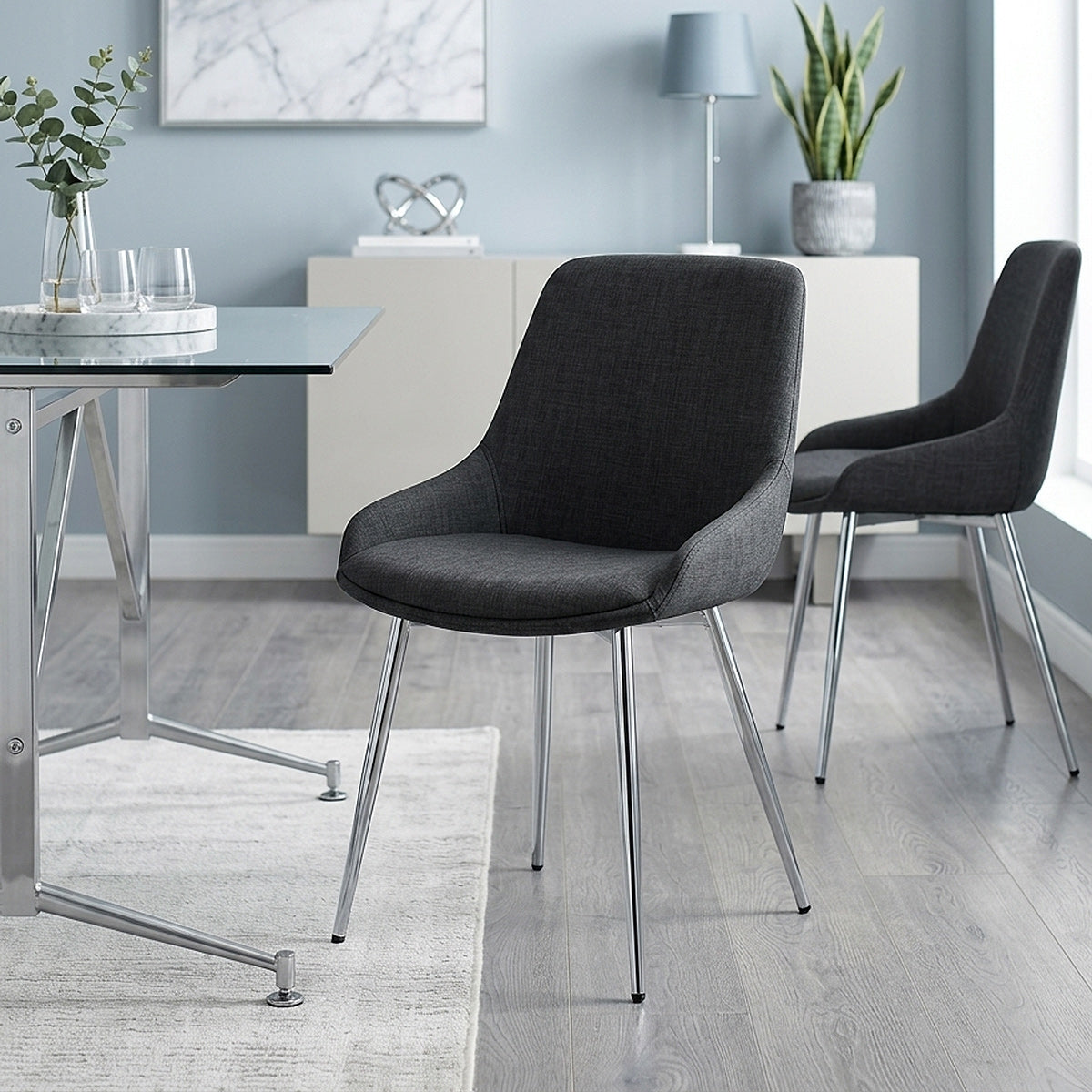 Aston Dining Chair Charcoal Fabric
