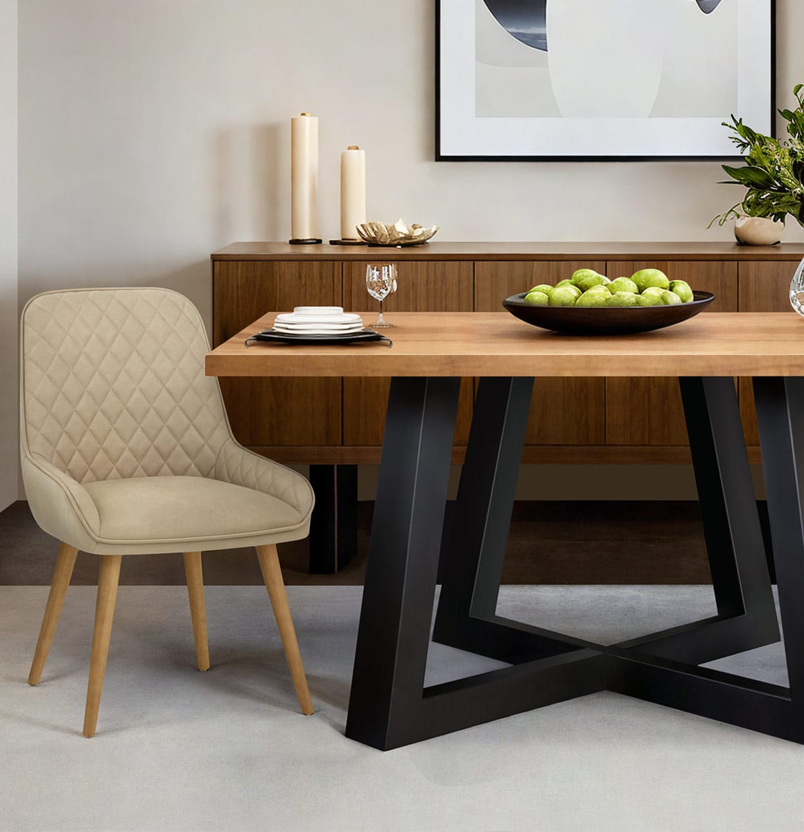 Azure Oak Dining Chair Beige