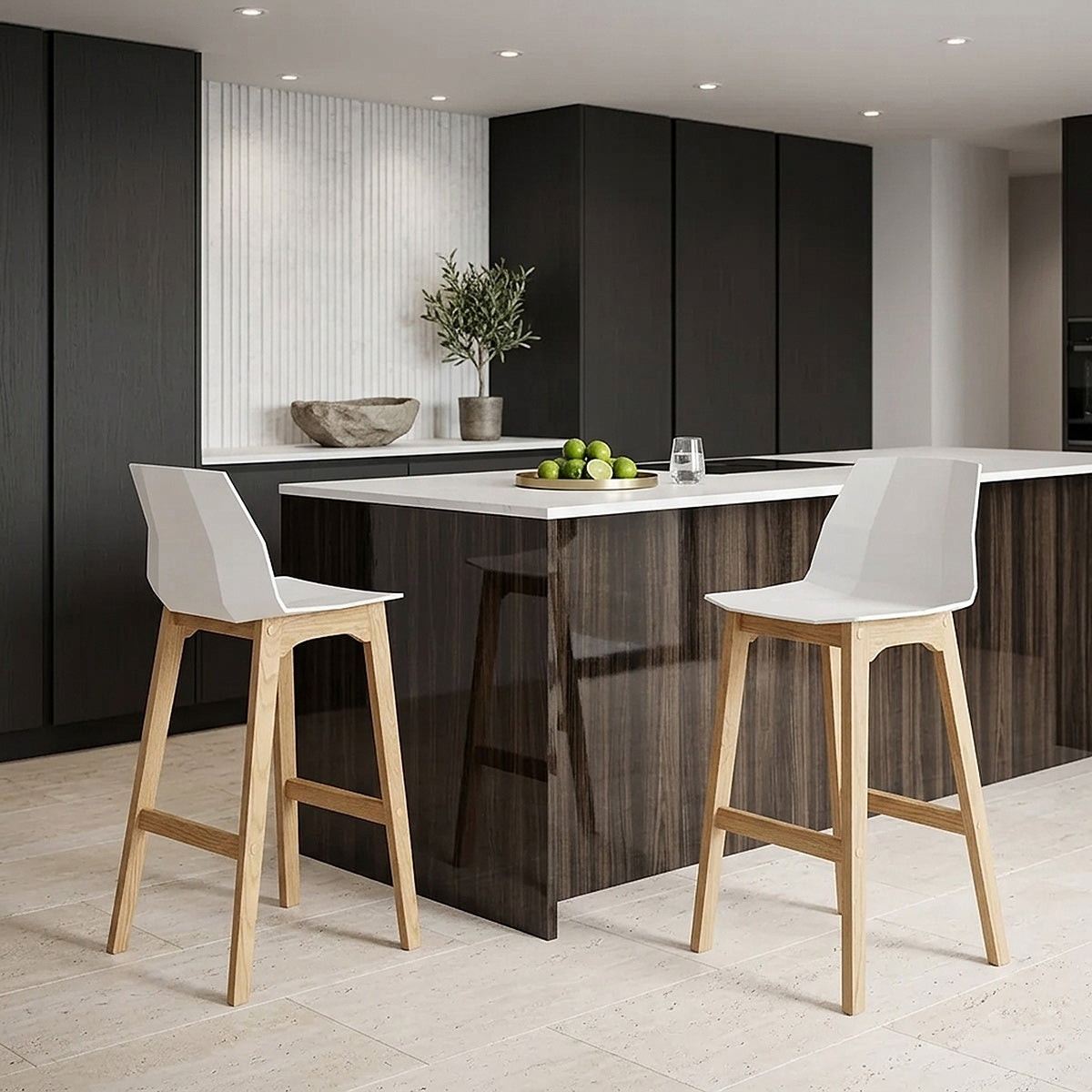 Bali Oak & White Bar Stool