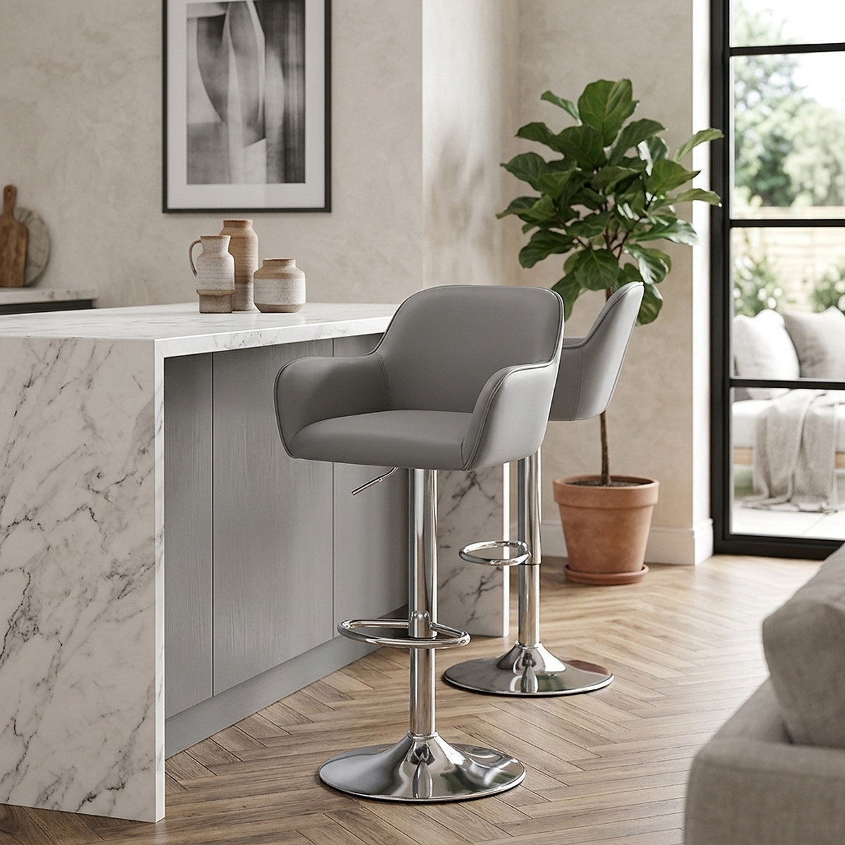 Berlin Brushed Bar Stool Grey