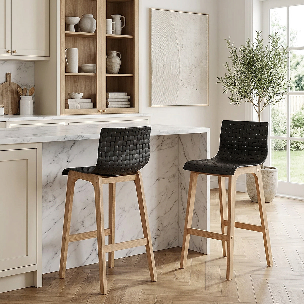 Bondi Oak & Black Bar Stool