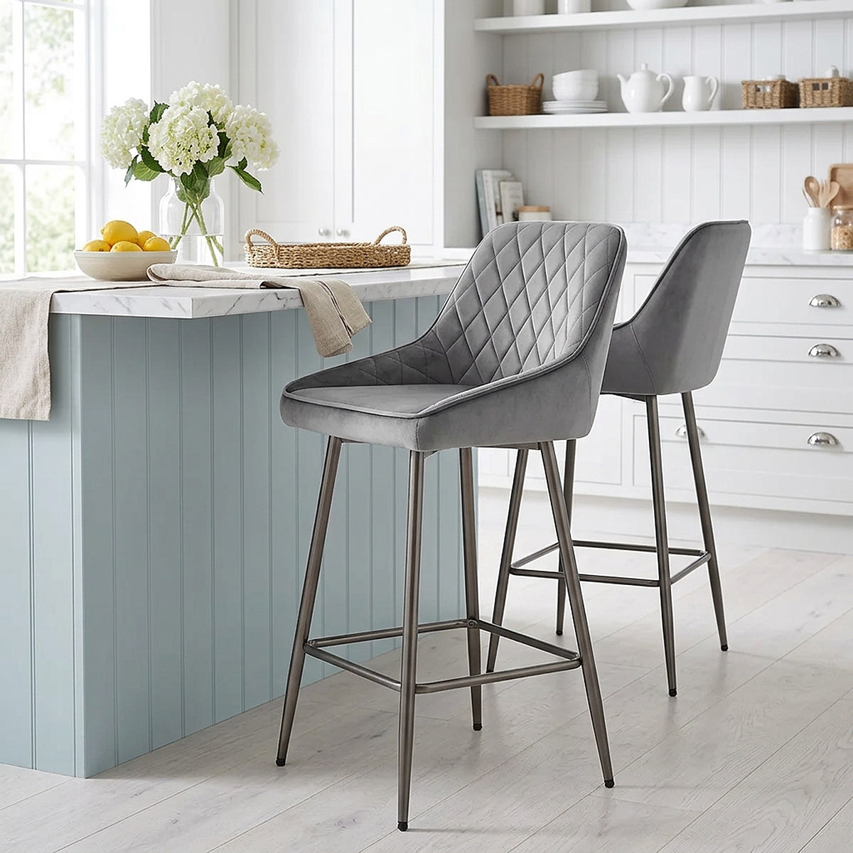 Brisbane Bar Stool Grey Velvet