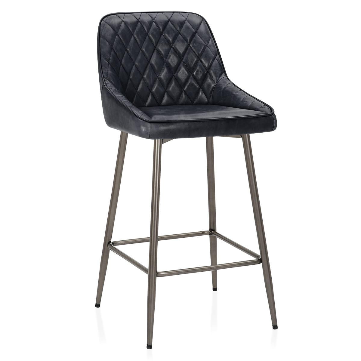Brisbane Real Leather Stool Antique Charcoal