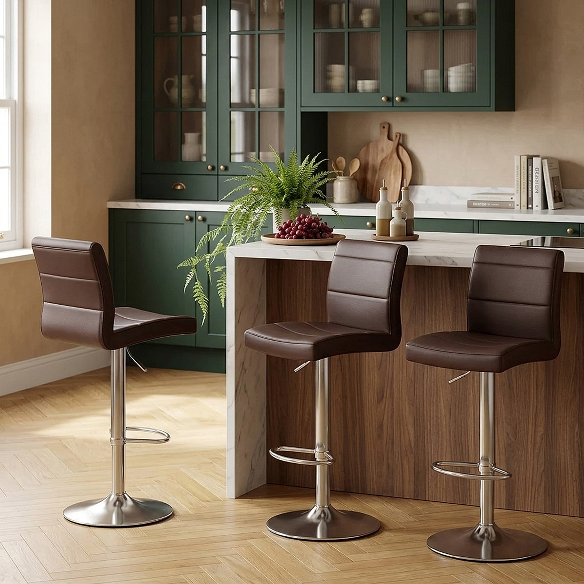 Brushed Steel Breakfast Bar Stool Brown