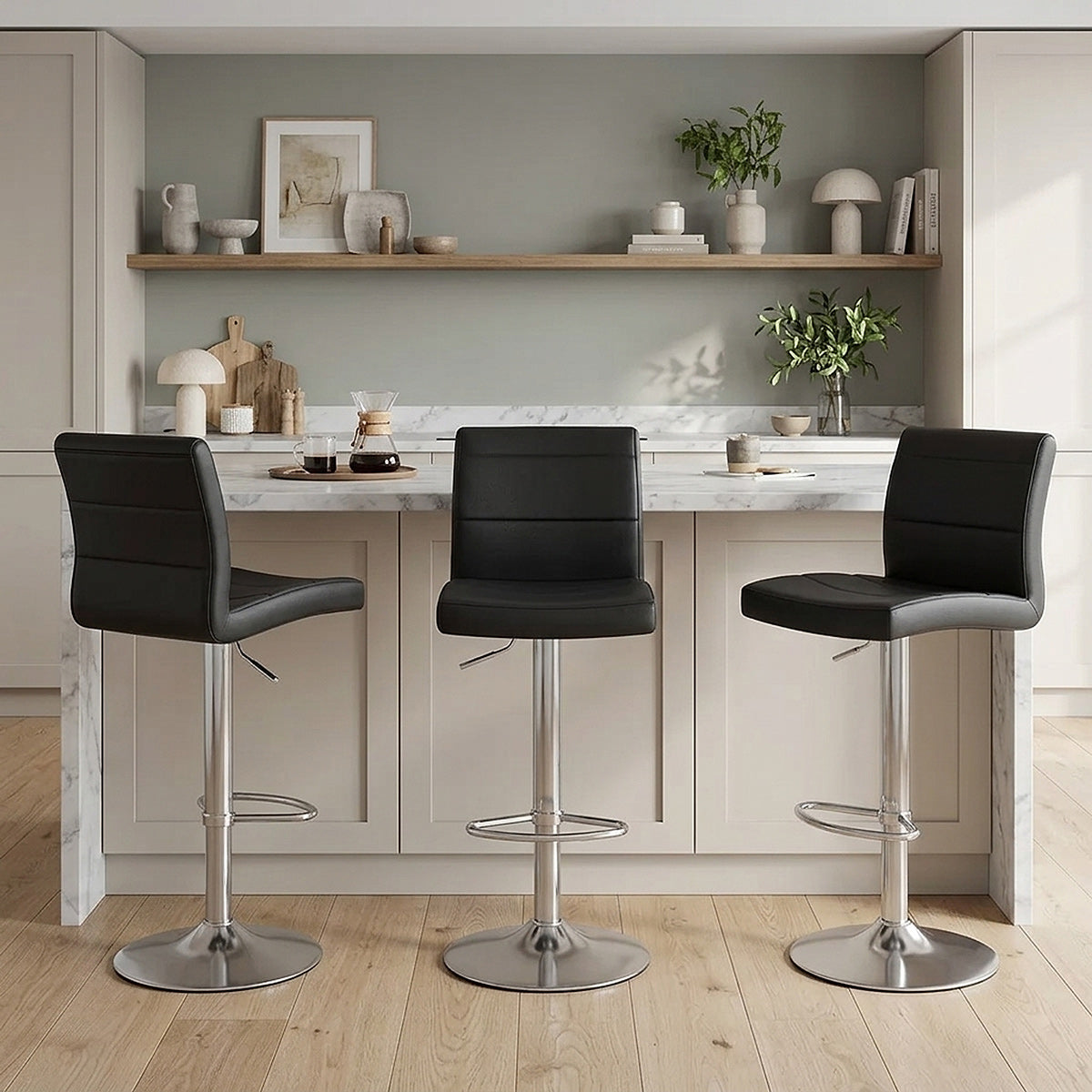 Brushed Steel Breakfast Bar Stool Black
