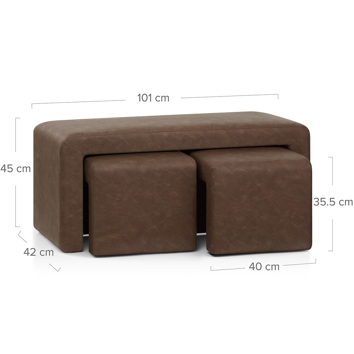 Buddy Ottoman Bench Set Brown