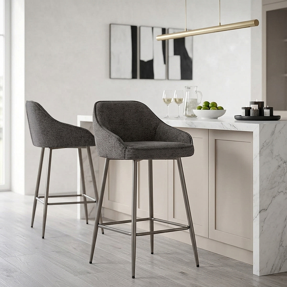 Cairns Bar Stool Charcoal Fabric