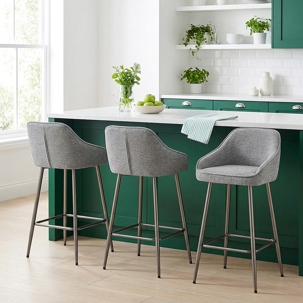 Cairns Bar Stool Grey Fabric