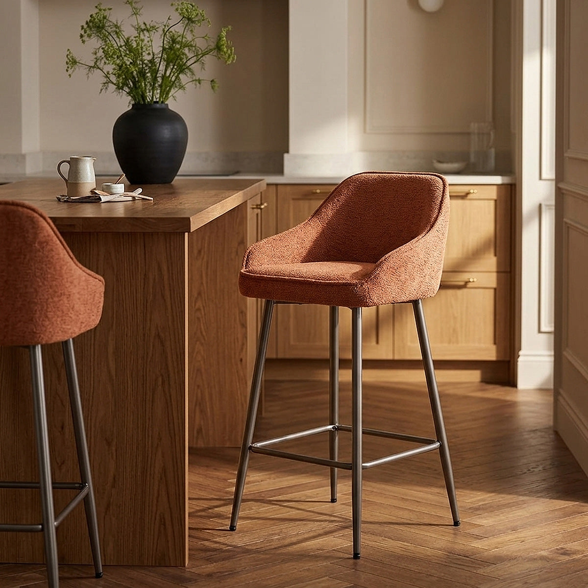 Cairns Bar Stool Orange Fabric