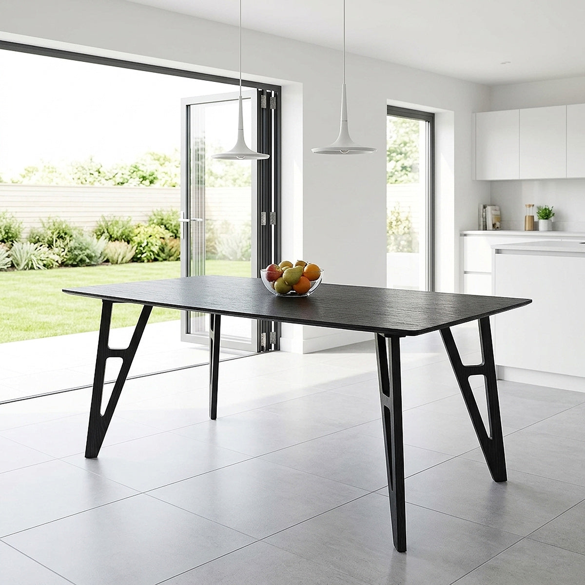 Cairo 160cm Table & 6 Vito Real Leather Chairs Dining Set