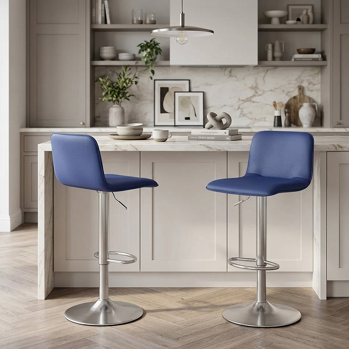 Cape Brushed Steel Stool Blue