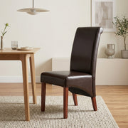 Carlo Walnut Chair Brown Leather