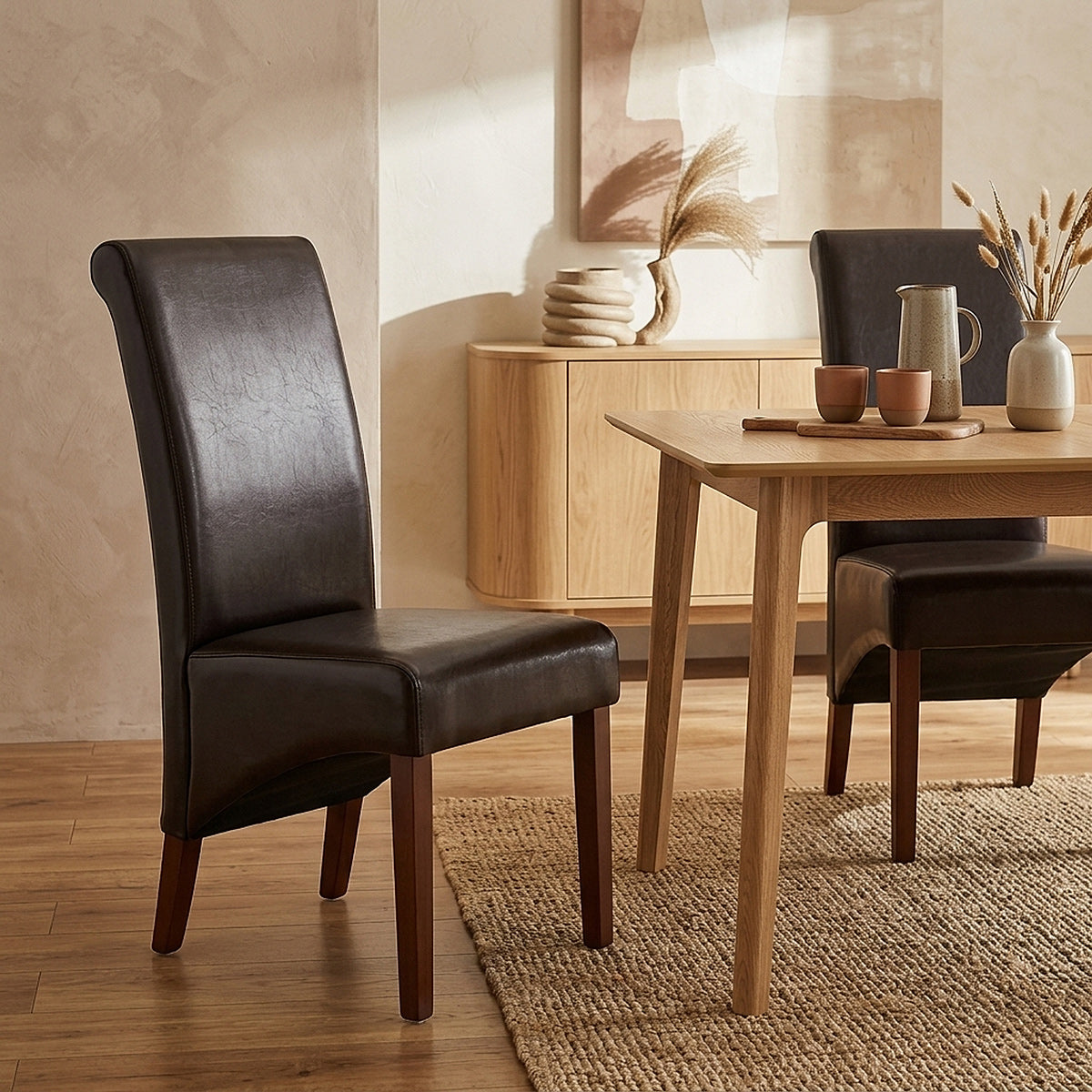 Carlo Walnut Chair Brown Leather