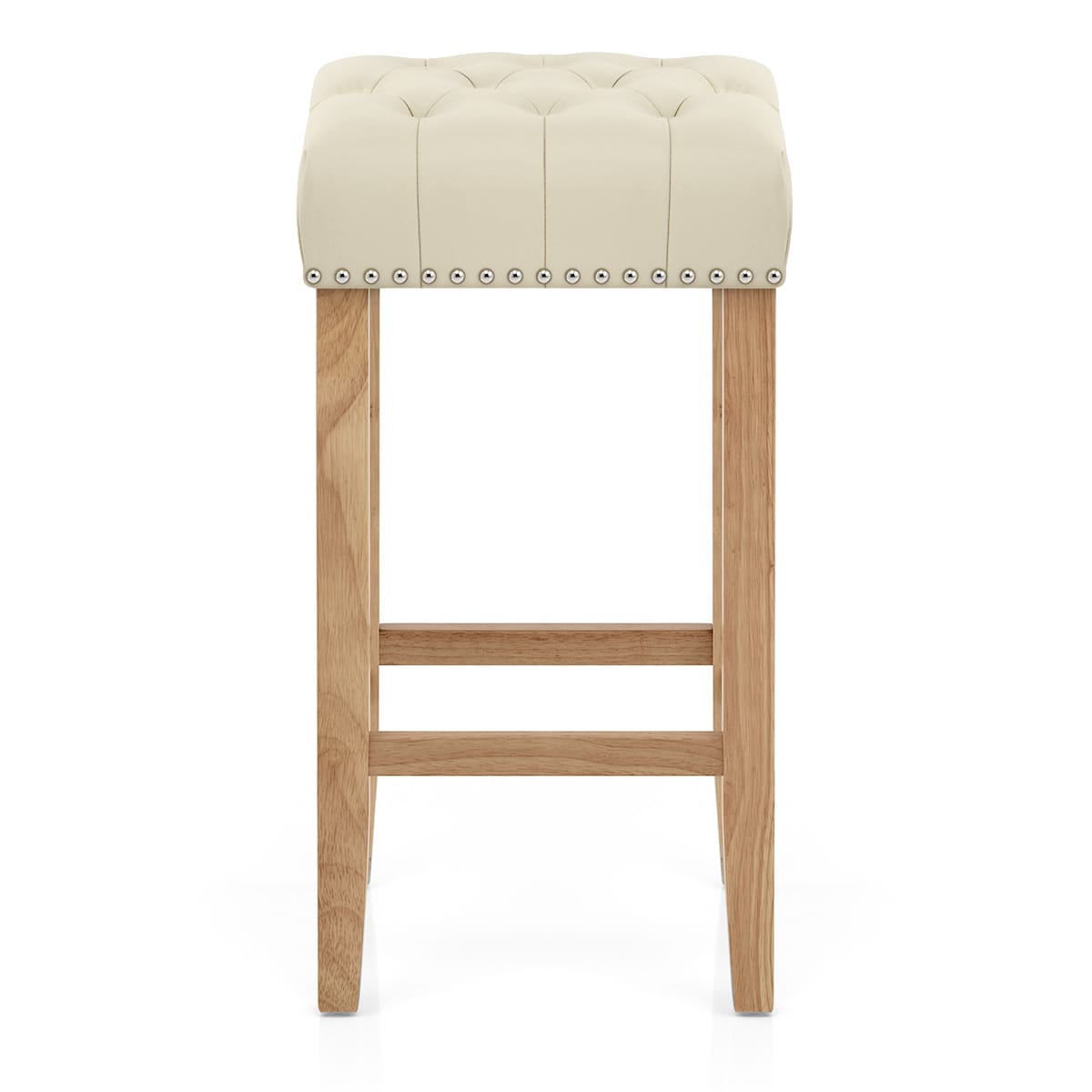 Chelsea Oak Stool Cream Leather