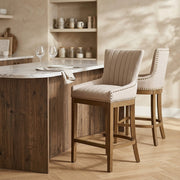 Chiltern Oak Bar Stool Tweed Fabric