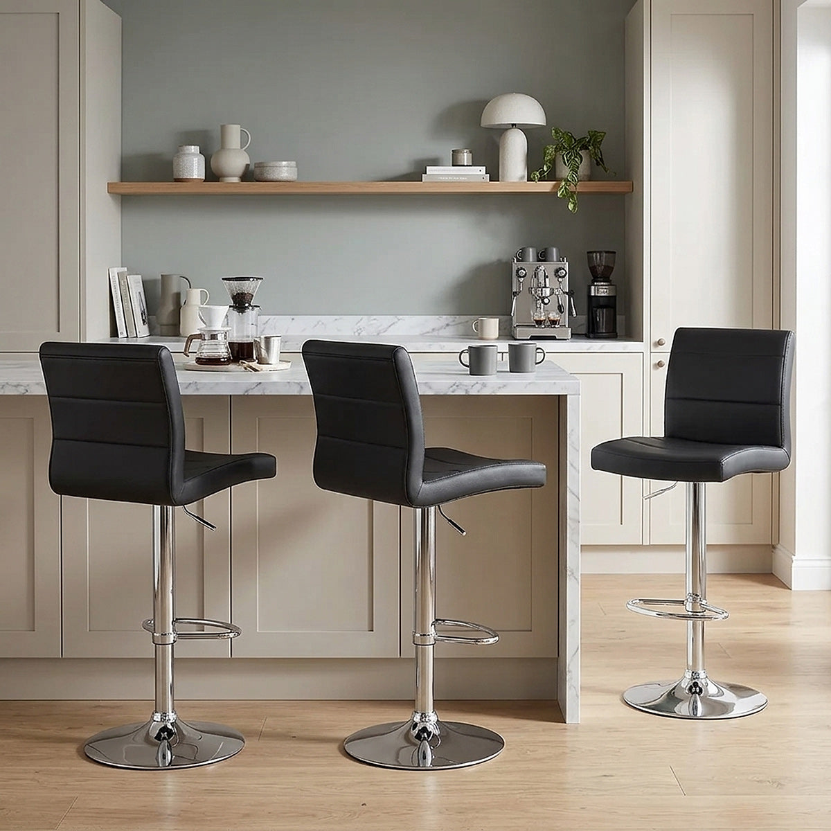 Chrome Breakfast Bar Stool Black
