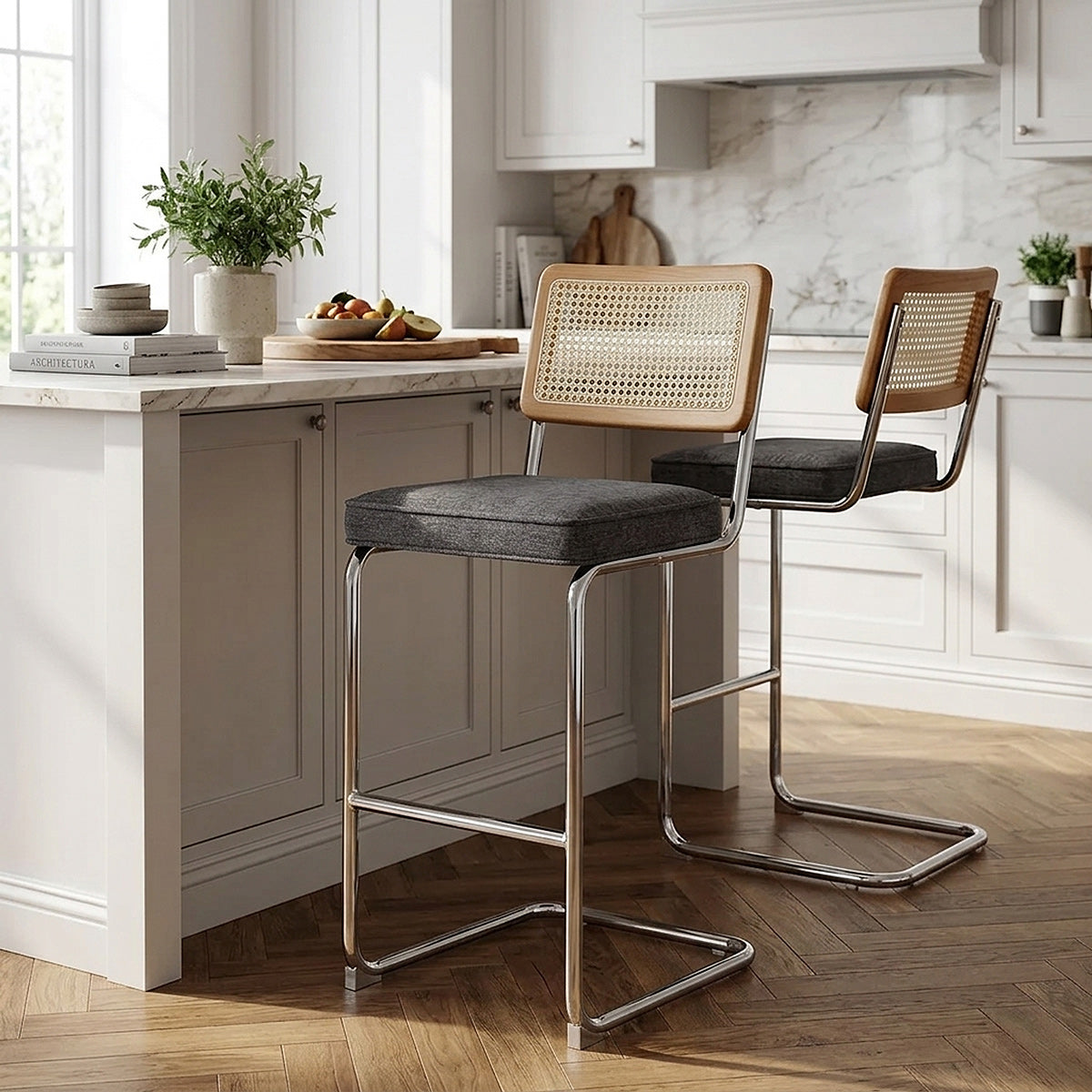 Clara Bar Stool Charcoal Fabric