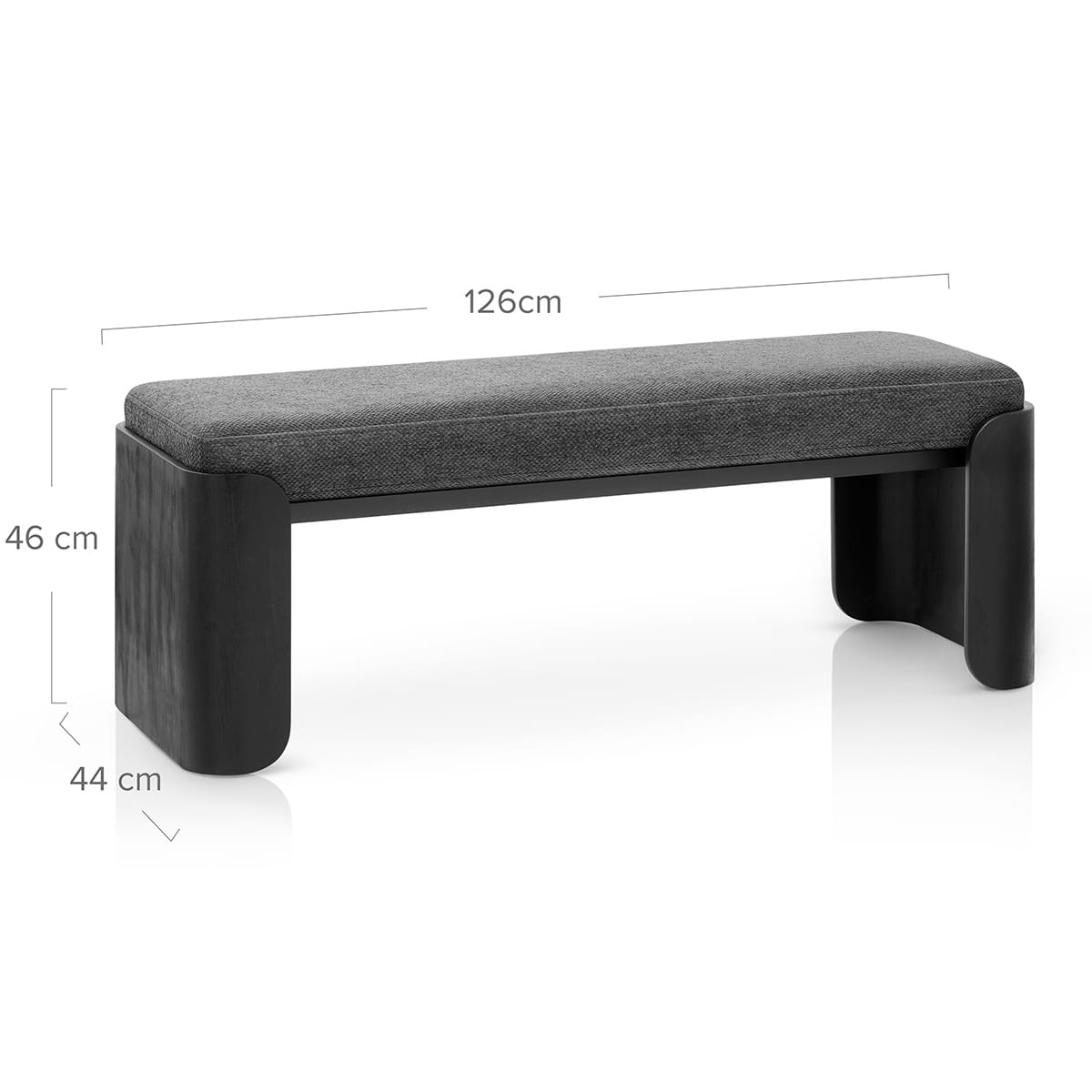 Clifton Wooden Bench Charcoal Fabric