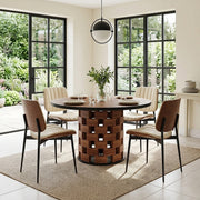 Clyde 120cm Round Table & 4 Lara Walnut Chairs Dining Set
