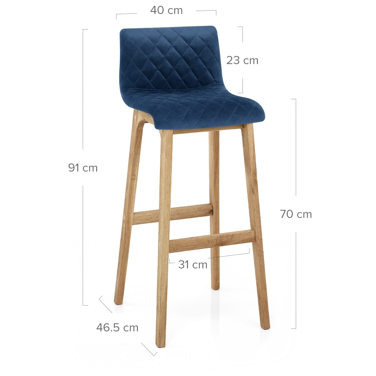 Colt Oak Stool Blue Velvet