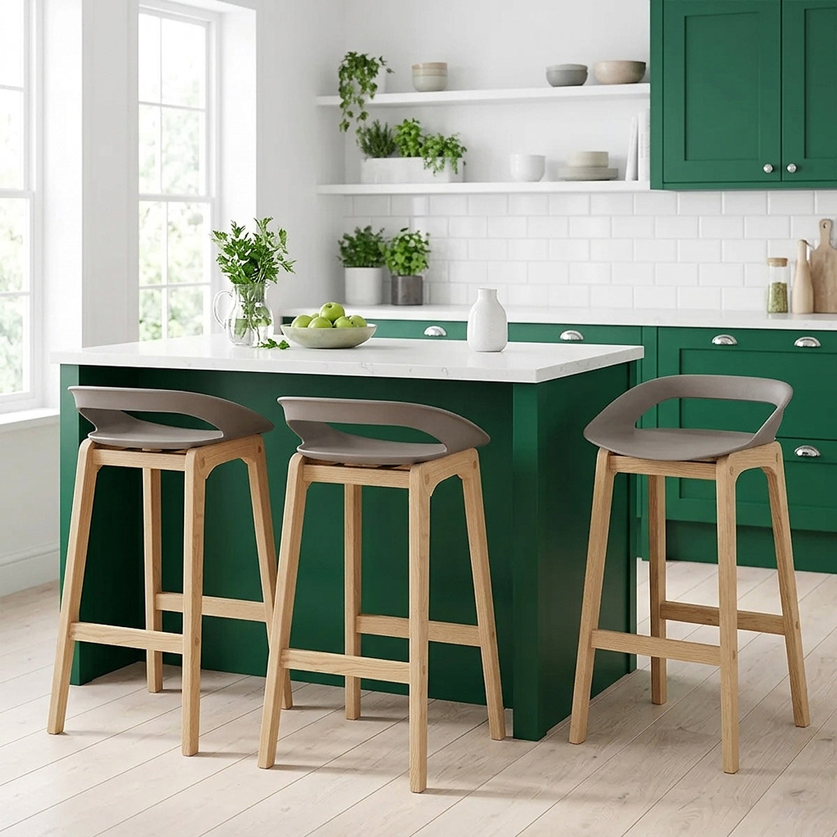 Crew Wooden Bar Stool Grey
