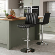 Debut Real Leather Bar Stool Black