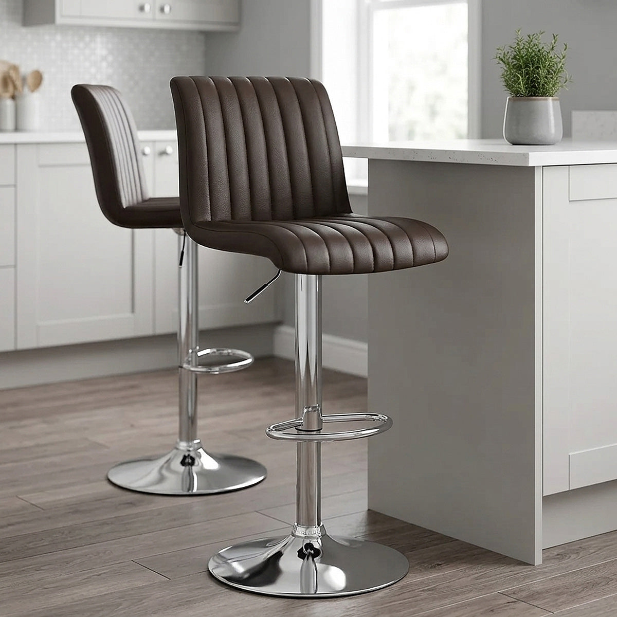 Debut Real Leather Bar Stool Brown