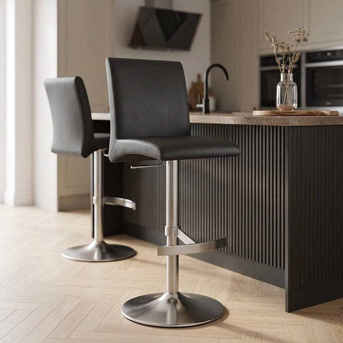 Deluxe Brushed High Back Stool Black