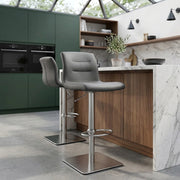 Deluxe Paradis Leather Brushed Stool Grey