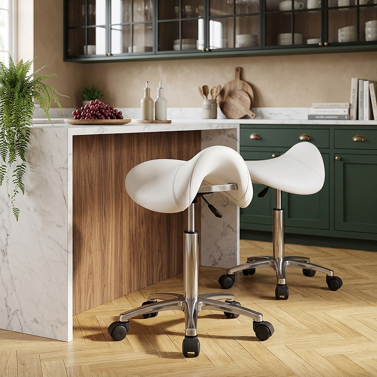 Deluxe Saddle Stool White
