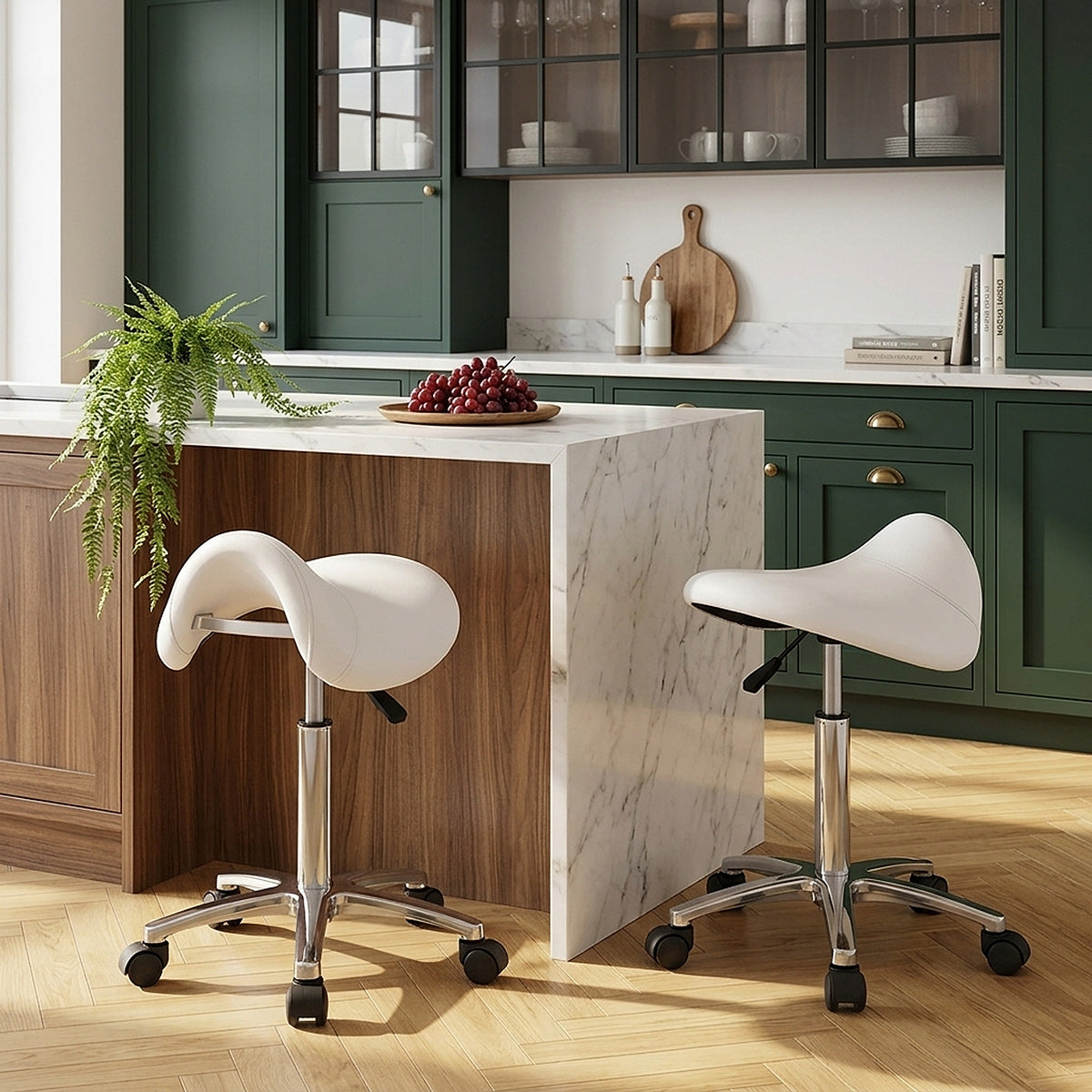 Deluxe Saddle Stool White