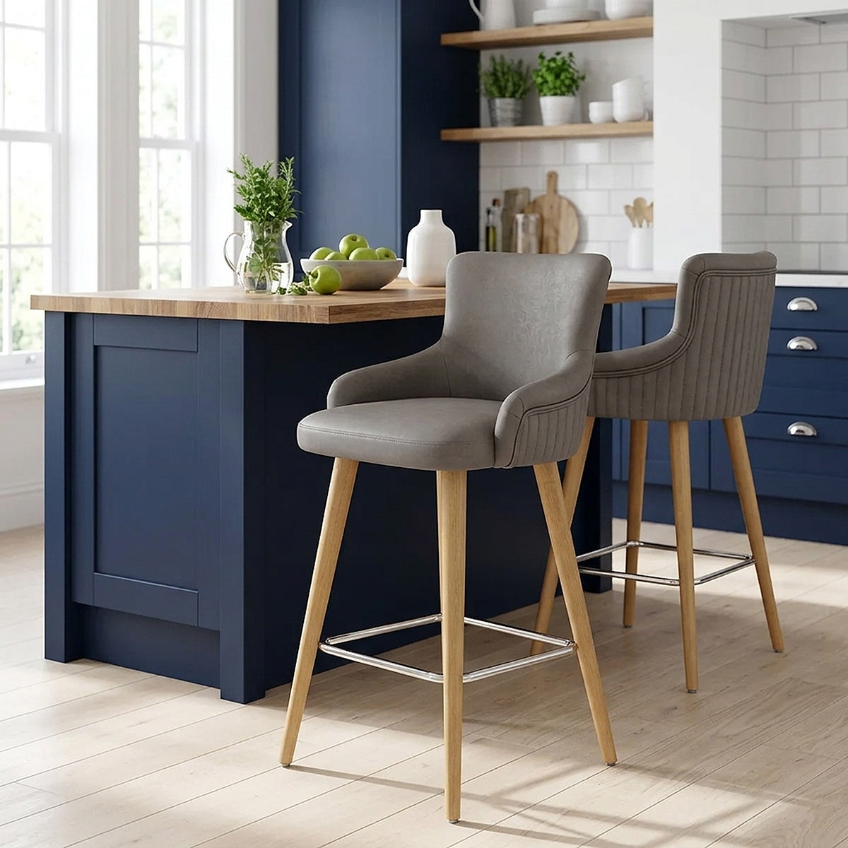 Diablo Oak Bar Stool Grey