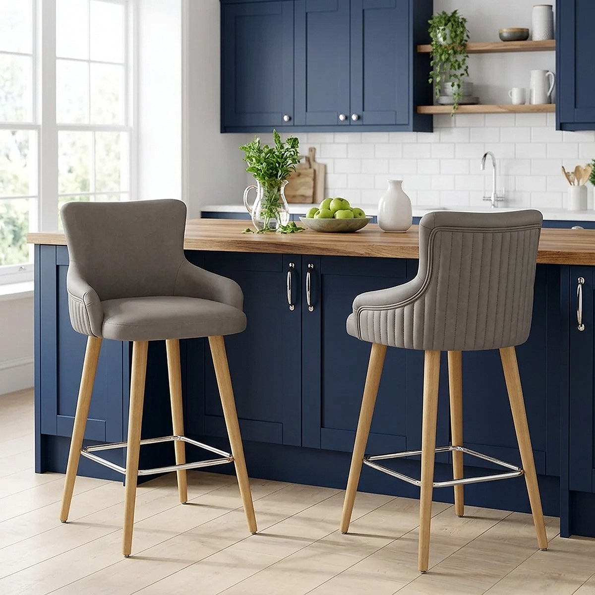 Diablo Oak Bar Stool Grey