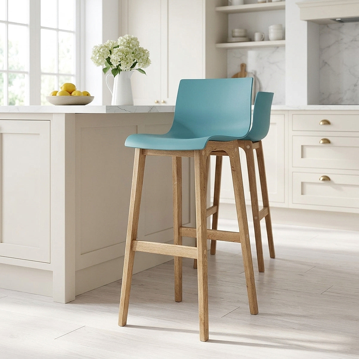 Drift Oak & Blue Bar Stool