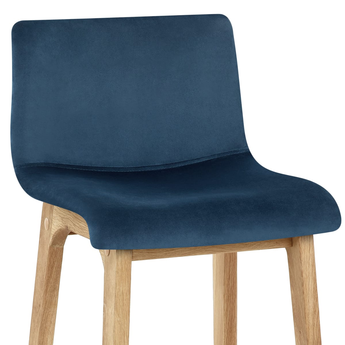 Drift Oak & Blue Velvet Stool