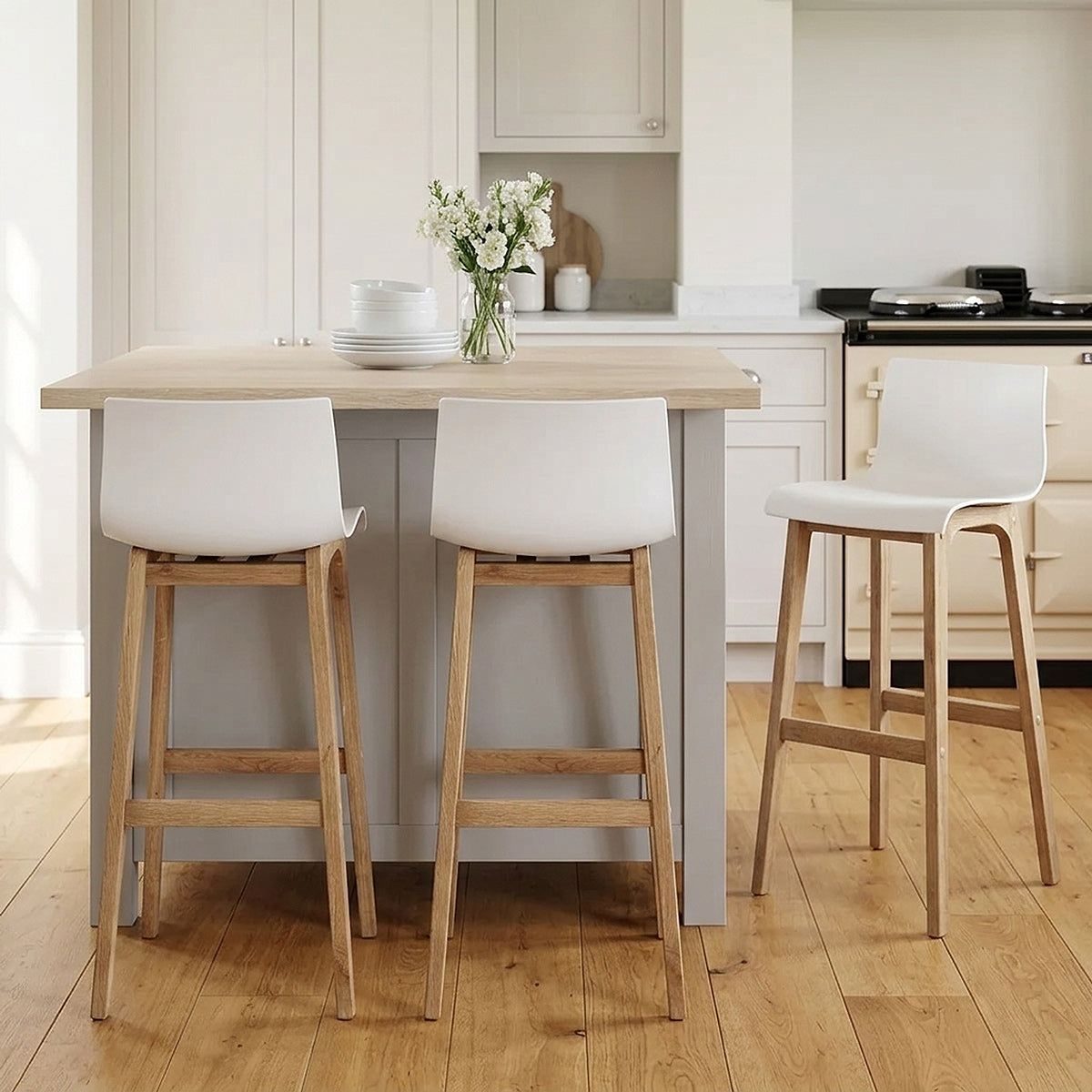 Drift Oak & White Bar Stool