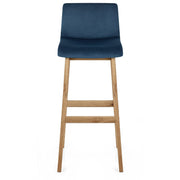 Drift Oak & Blue Velvet Stool