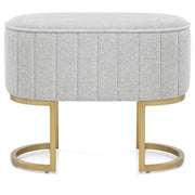 Duet Brushed Gold Stool Light Grey Fabric