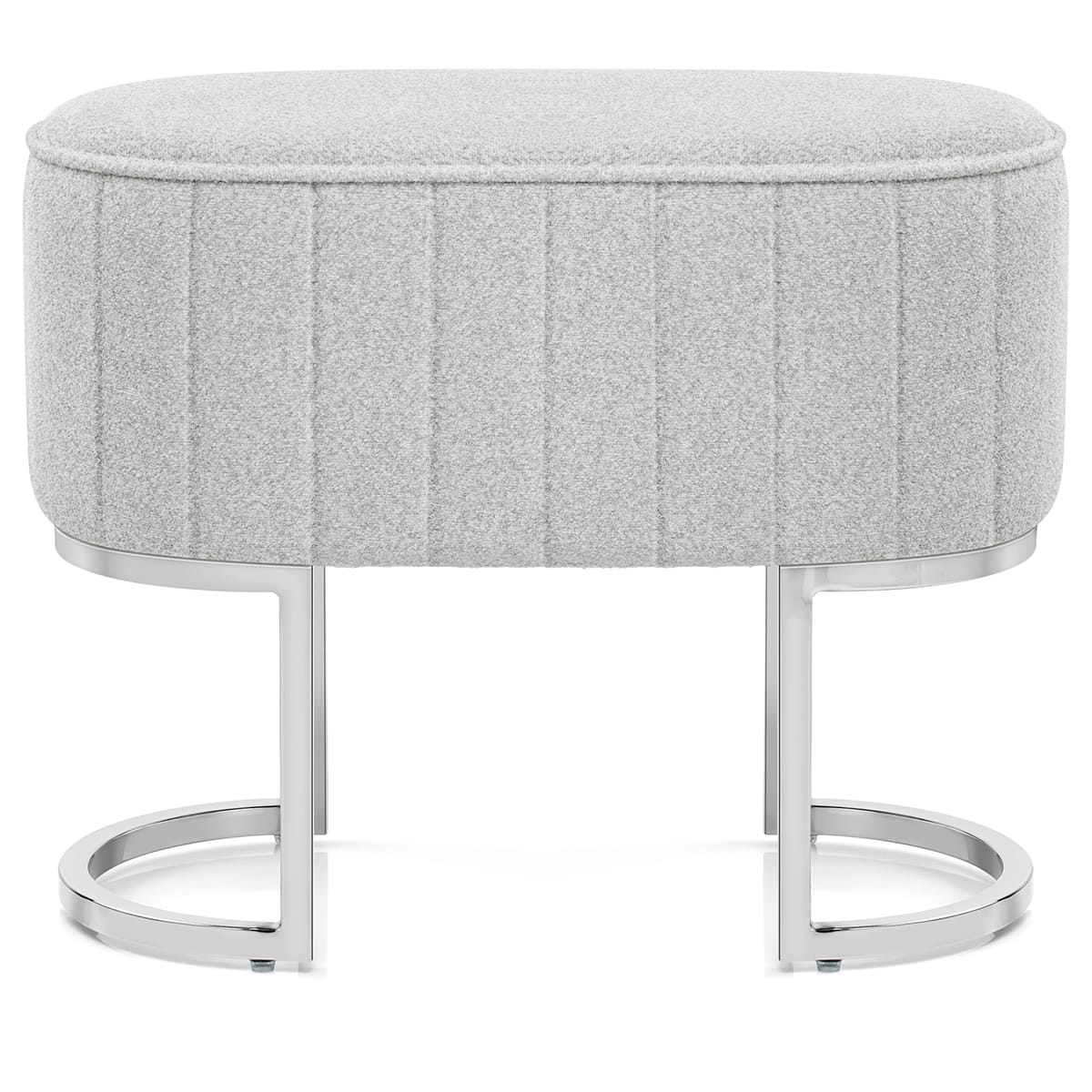 Duet Chrome Stool Light Grey Fabric