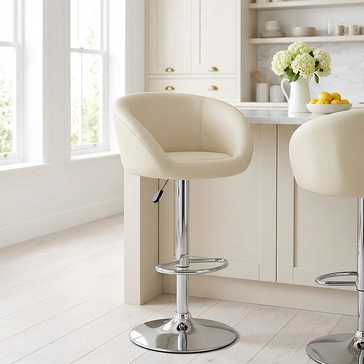 Cream Faux Leather Eclipse Bar Stool