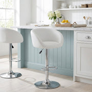White Faux Leather Eclipse Bar Stool