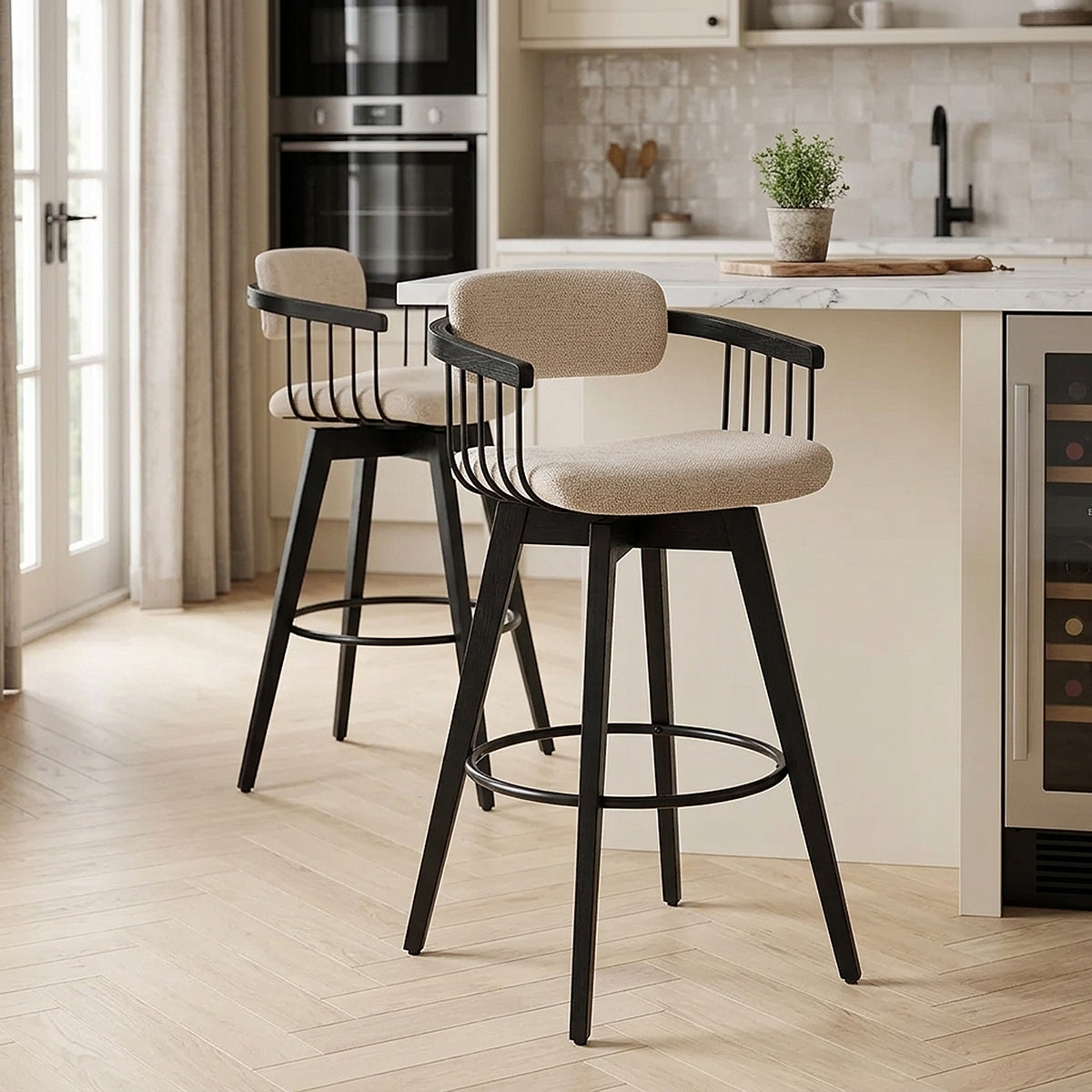 Electra Bar Stool Beige Fabric
