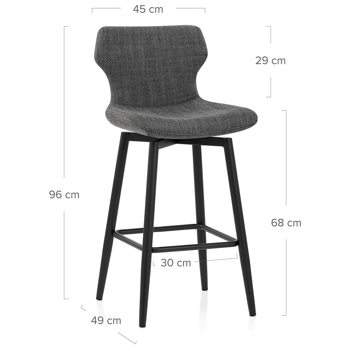 Elle Bar Stool Charcoal Fabric