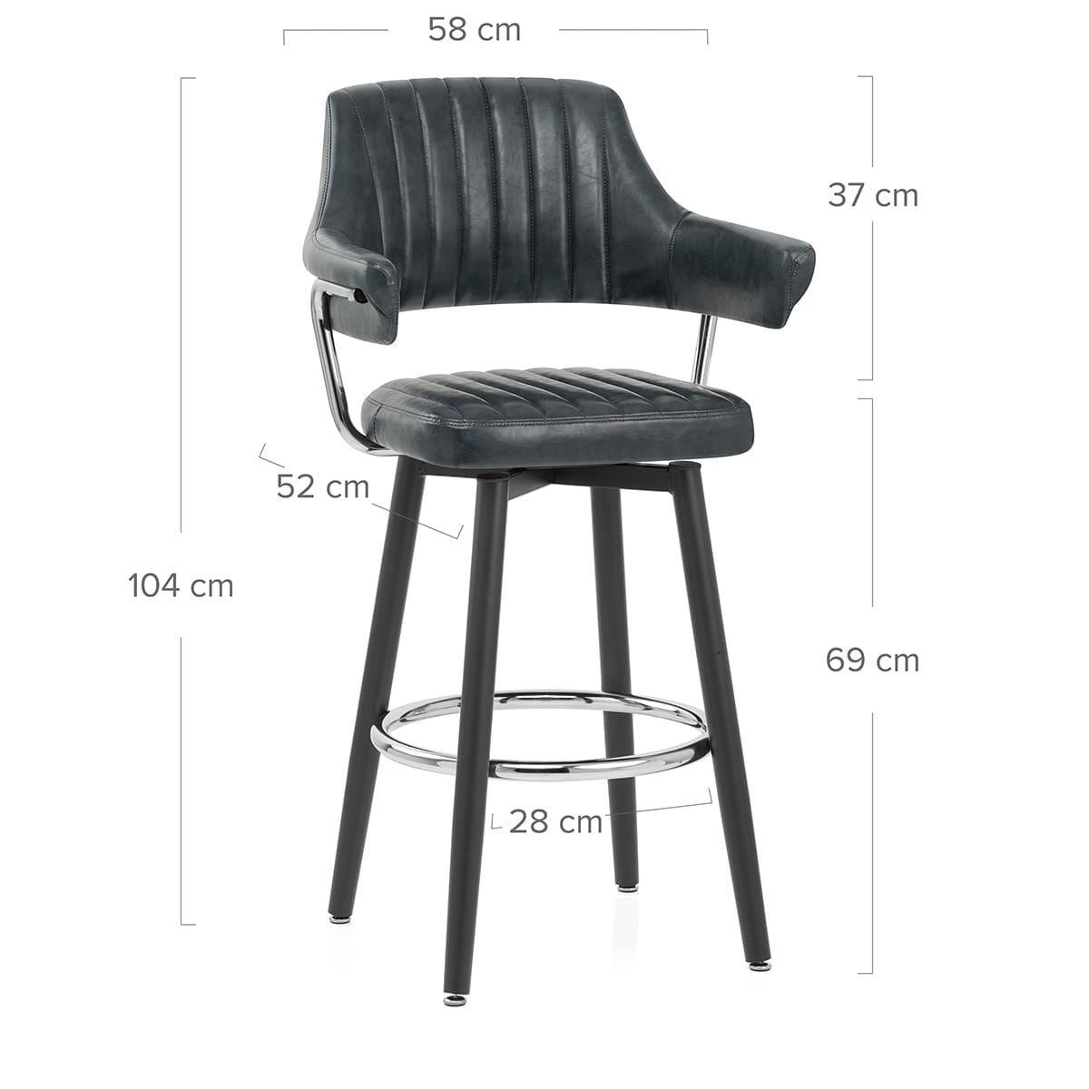 Emily Bar Stool Antique Midnight Blue
