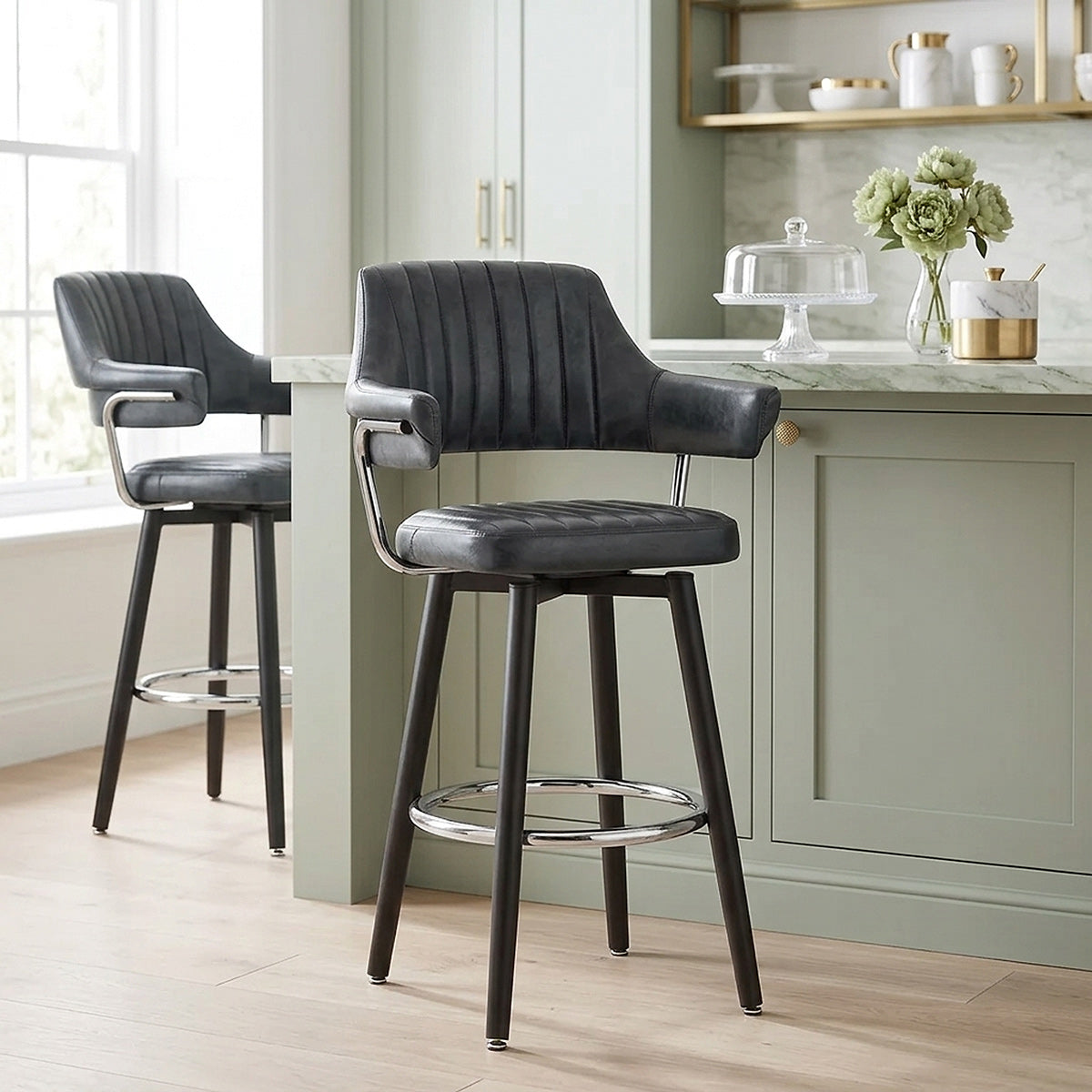 Emily Bar Stool Antique Midnight Blue