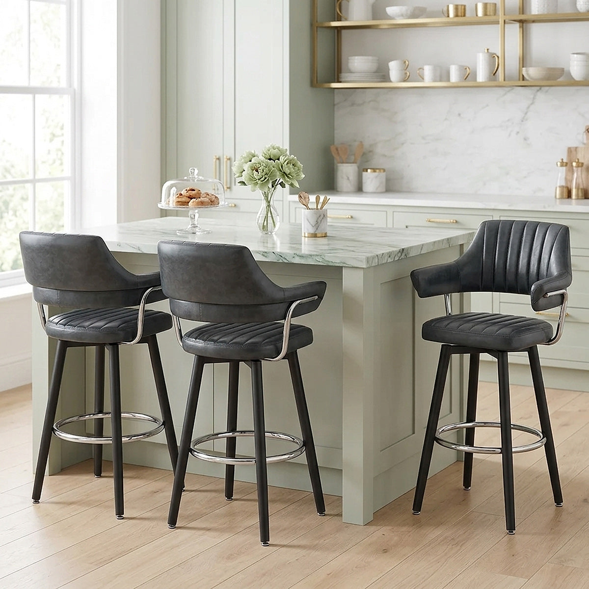 Emily Bar Stool Antique Midnight Blue