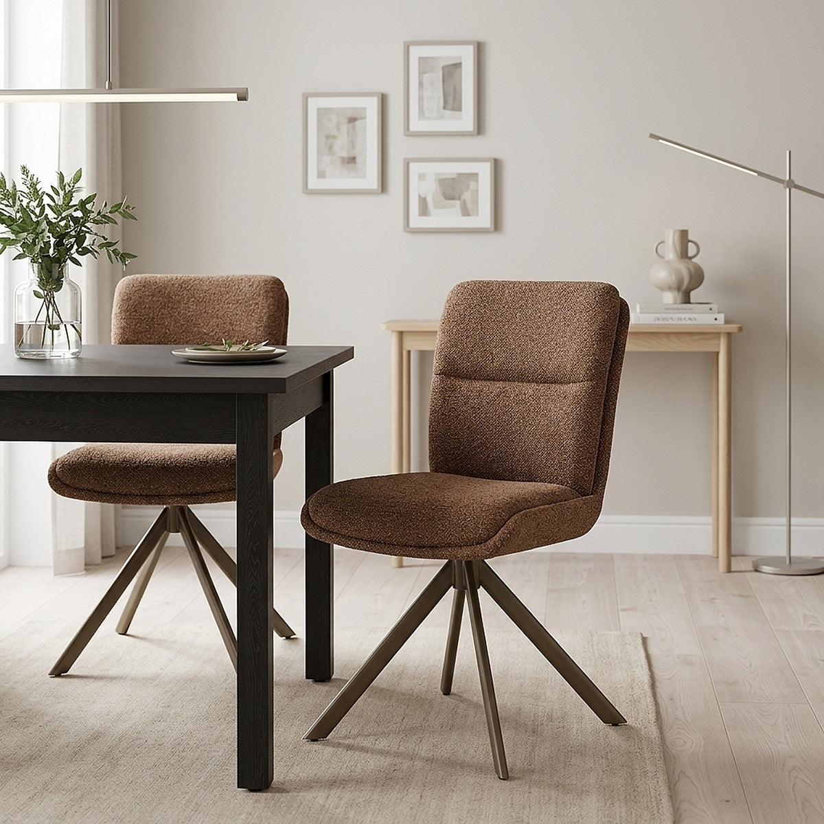 Epsom Dining Chair Brown Fabric